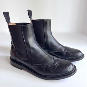 PALANCO Handmade Black Leather Chelsea Boots Size 37